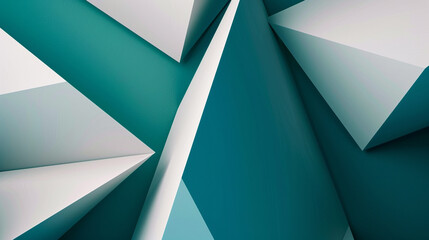 Wall Mural - bold geometric shapes of teal and pearl white, ideal for an elegant abstract background