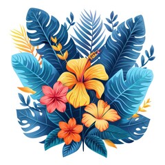 Wall Mural - Discover a mesmerizing world of exotic plants and flowers boasting stunning blue leaves, adding an enchanting touch to any garden