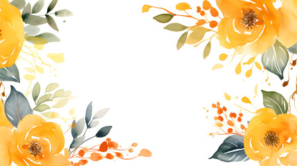 Digital vintage watercolor yellow flowers abstract graphic poster web page PPT background
