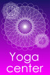 Yoga center poster. Mandala ornament. Yogi studio. Sport training. Relax and wellness. Balance exercise. Geometric line circles. Gym stretching. Meditate asana. Vector meditation banner