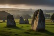 Beautiful landscapes of stonehenge, sunrise in the mountains, similar to UK, stonehenge on England