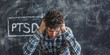 © Viktoriia - Distressed Man with PTSD Chalkboard Background - Mental Health Awareness