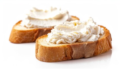 Wall Mural - Cream cheese on toast white background
