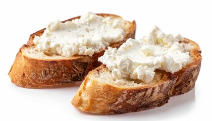 Wall Mural - Cream cheese on toasted bread white background