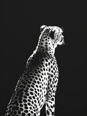 Wall Mural - aesthetic black and white portrait of a wild cheetah