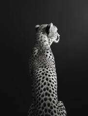 Wall Mural - aesthetic black and white portrait of a wild cheetah
