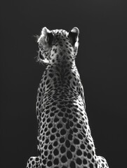Wall Mural - aesthetic black and white portrait of a wild cheetah