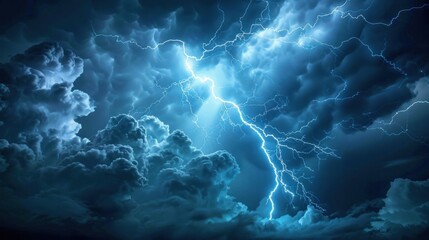 Wall Mural - lightning in the dark, stormy sky