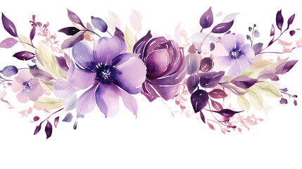 Digital vintage watercolor purple flowers abstract graphic poster web page PPT background