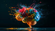 © pasakorn - human brain full with creativity, shows multiple colors and acti