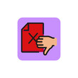 Line icon of document and thumb down gesture. Disapproval sign, dislike, rating. Negative attitude concept. Can be used for topics like internet, business, networking