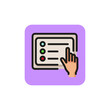 Icon of generating document. Using tablet, editing file, organizer. Technology concept. Can be used for topics like business, planning, schedule