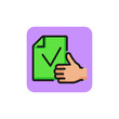 Line icon of document with tick sign and thumb up gesture. Like sign, agreement, license. Approval concept. Can be used for topics like internet, business, networking