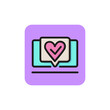 Icon of made with love. Done, heart, monitor, check mark. Presentation concept. Can be used for topics like healthcare monitoring, medical examination, internet of things