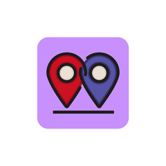 Canvas Print - Line icon of two map pointers. Route, relocation, emigration. Location concept. Can be used for topics like travel, tourism, transportation