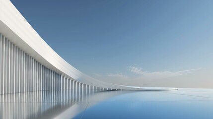 Poster - White curved modern architecture with blue sky background