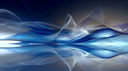 Canvas Print - Blue and white abstract waves background