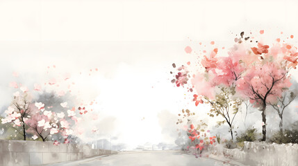 Digital vintage roadside flowers pattern abstract graphic poster web page PPT background