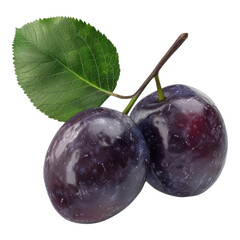 Wall Mural - Damson plum fruit isolated on transparent background