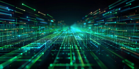 Digital technology banner green background concept, cyber technology circuit, abstract tech, innovation future data, internet network, Ai big data, futuristic wifi connection illustration concept