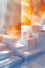 Wall Mural - Surreal glowing 3D cubes background