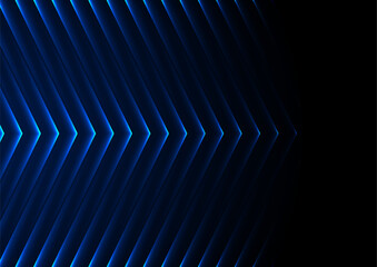 Blue neon glowing arrows technology abstract background. Futuristic laser graphic vector design
