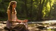 meditating woman in nature