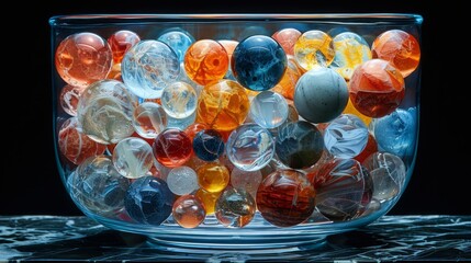 Poster - X-ray scan of a jar of marbles, revealing the colors and sizes of each marble.