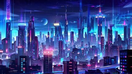 Slightly futuristic night cityscape
