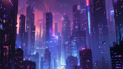 Slightly futuristic night cityscape
