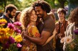 © Adobe Contributor - An Interracial Couple Embracing in a Garden