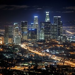 Wall Mural - Night view of the skyscrapers in Los Angeles