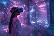Young woman experiencing magical virtual reality world