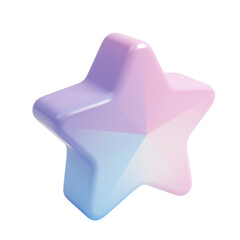 Wall Mural - A five-pointed star 3D icon, pink, purple, blue, isolated on a transparent background