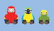 Doll Parrot Macaw Amazon Animal Cute Cartoon Vector Illustration