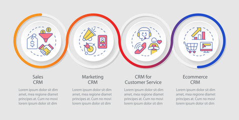 Wall Mural - customer management system types loop infographic template. data visualization with 4 steps. editabl