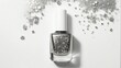 © Arceli - splash of silver glittery nail polish on plain white background from Generative AI