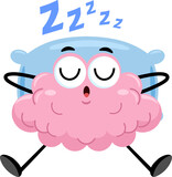 Fototapeta Dinusie - Cute Brain Cartoon Character Sleeping. Vector Illustration Flat Design Isolated On Transparent Background
