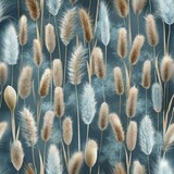 Fototapeta  - Seamless pattern of fluffy cattails swaying in a gentle breeze, Generative AI