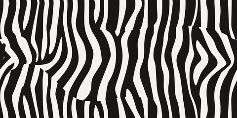 Wall Mural - Sleek and continuous zebra stripes in a seamless skin pattern.