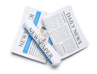 Sticker - Different newspapers on white background