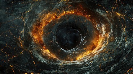 visual metaphor of a burnt out star, transitioning into a black hole in a digital universe