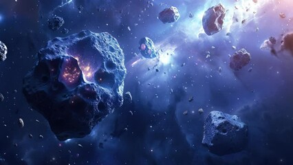 Wall Mural - national asteroid day concept. asteroids in the solar system. beautiful and amazing asteroid field. 