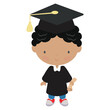 Cute graduation boy vector cartoon illustration