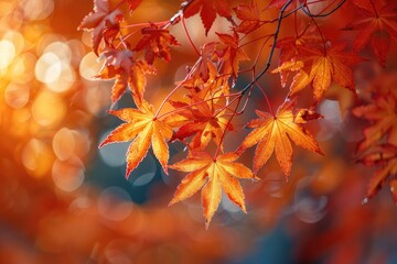 Wall Mural - Red and Orange Autumn Leaves Background