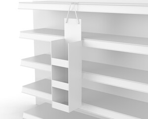 Hangsell Display Shelve Stand blank template, 3d illustration. 