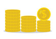 stack of gold coins graph vector illustration