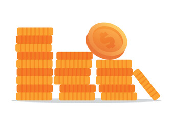 Wall Mural - stack of gold coins graph vector illustration