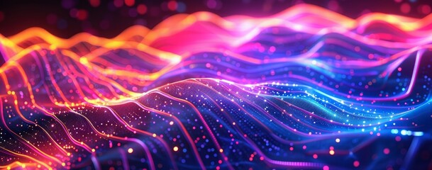 Wall Mural - Neon Waves Background