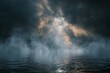 © Martin - A dramatic black and white image depicts wispy clouds and mist, reminiscent of the divine, swirling above the darkness of a vast ocean.